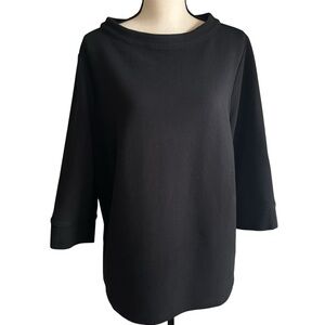 Talbots Top Black Ottoman Knit Funnel Neck Three Quarter Sleeve size 2X Petite